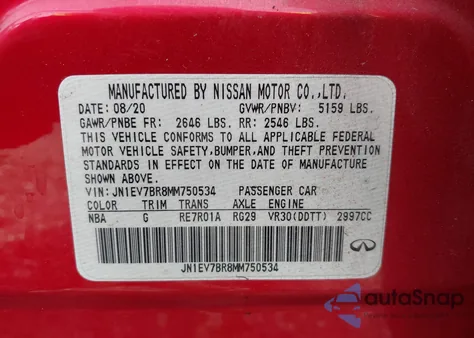 2021 Infiniti Q50 Luxe Awd z USA, uszkodzony, nr VIN JN1EV7BR8MM750534